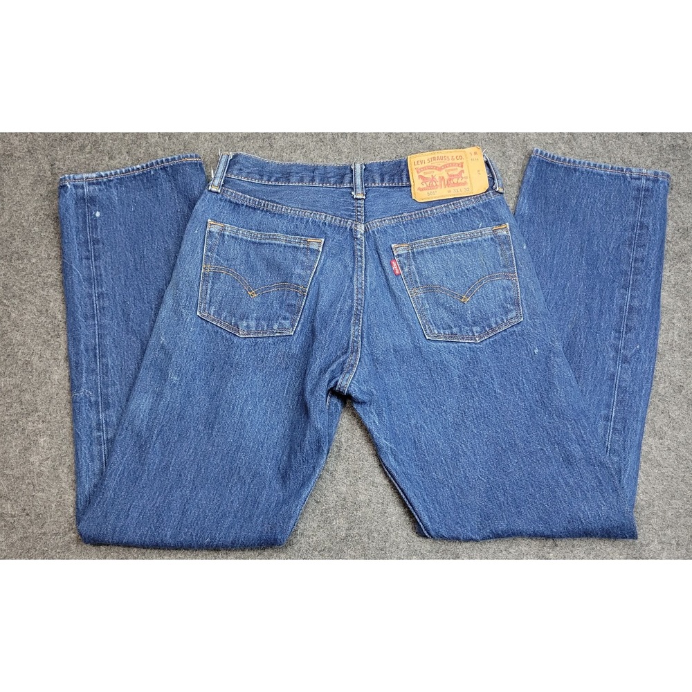 Levis 501 Jeans Mens 31x32 Blue Streetwear Americana Button Fly Grunge Y2K Work